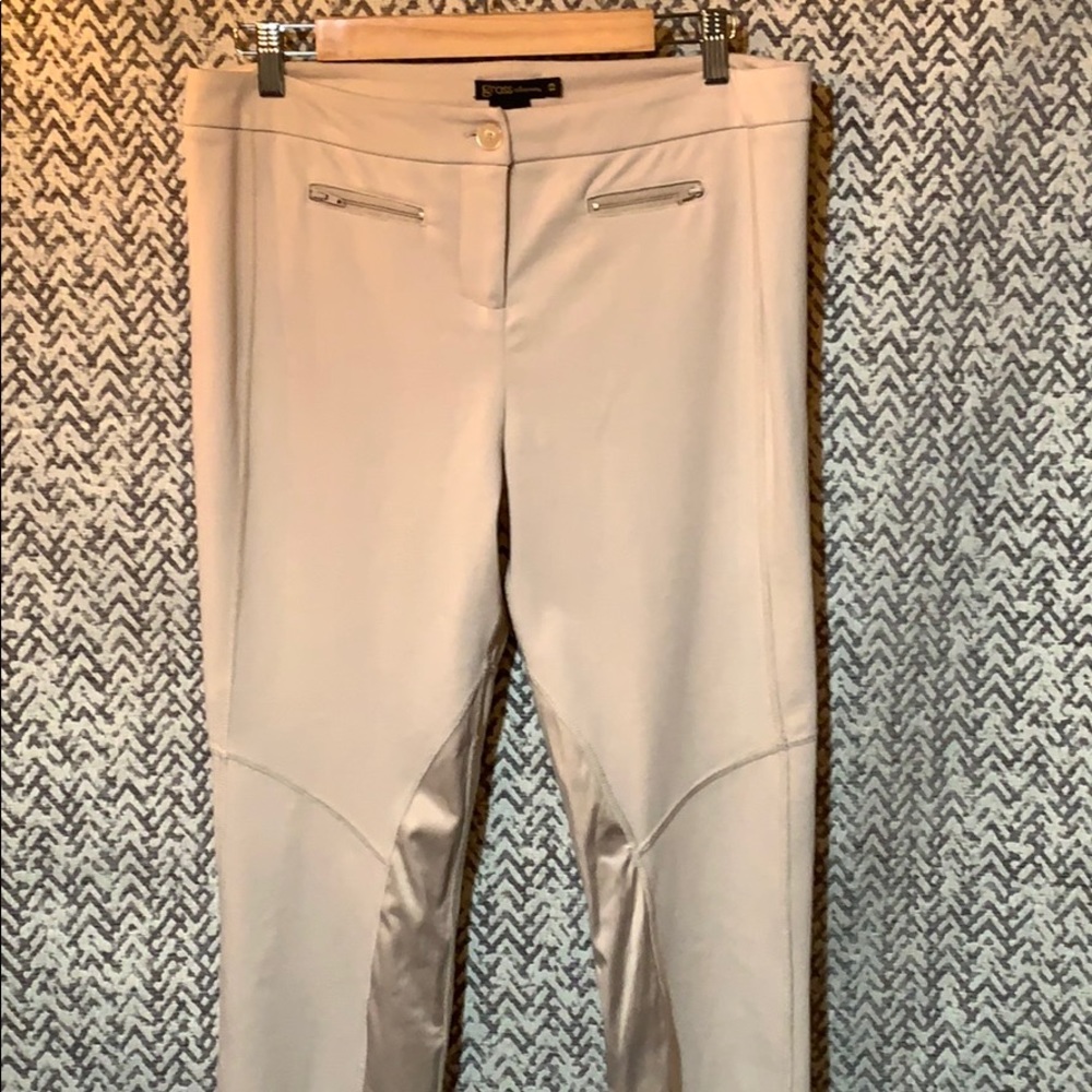 grass collection Cream Track Pants with Knee Panel Details